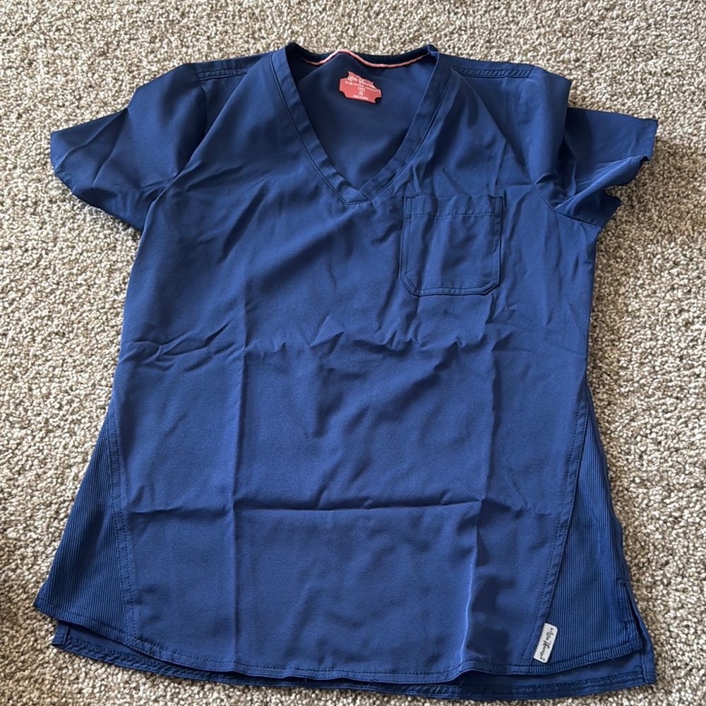 Blue V-Neck Scrub Top